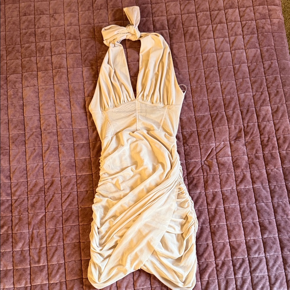 Zara Cream Halter Mini Dress XS